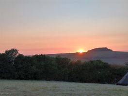 View of sunset from our tent