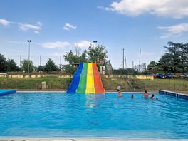 Waterslides on the upper level