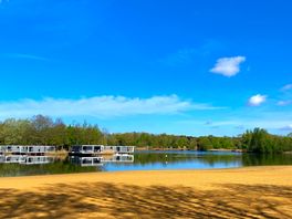 Beach area next to lake