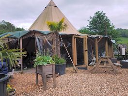 Communal tipi with games, our first night had free live music