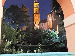 The tower at night