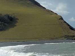Aberystwyth beach off the costal path. steep decline and incline back up!!! walking boots needed