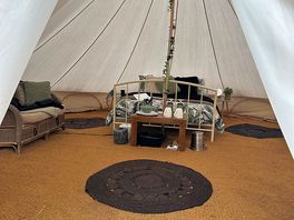 Inside tent