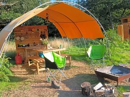 The fire pit and kitchenette area for your own use