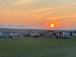 Sunset on a busy saturday night. lots of families and groups. still room to roam.