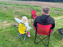 At the fire pit, supplied by owners.