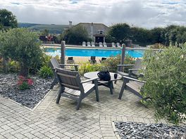Pool view from coffee bar reception