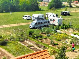 Mit eigenem gemüse garten.