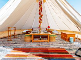 Looking inside the bell tent