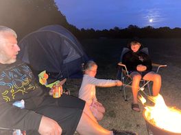 Fire pit evening toasting marshmallows