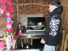 Cooking in the kitchen