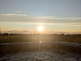 Sunset over the hot tub