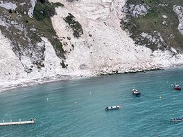 Views from nearby beaches and viewing terraces