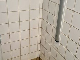 Mouldy shower. poor water pressure and had to hold in button to use