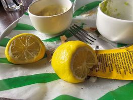 Lemon pieces next to finish and chips