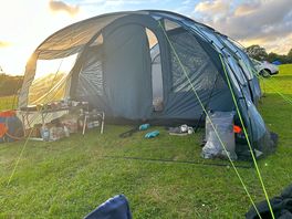 Out tent set up in gorgeous weather to start