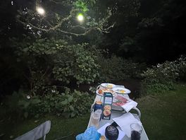 Snacks with the lovely stream in the background , so relaxing