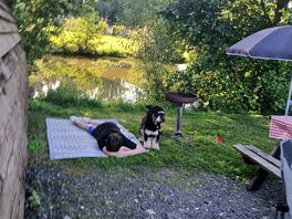 My eldest chilling with the pup