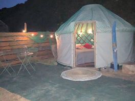 Yurt at night