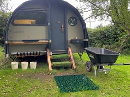 Our home for the night ❤️ loved the pull out table that was a games board