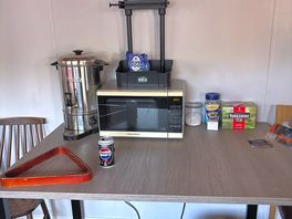 Microwave, coffee, tea and sugar for everyone to use