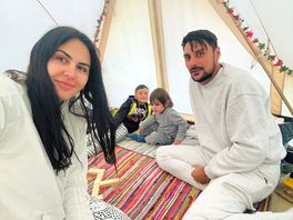 Our family in the tent
