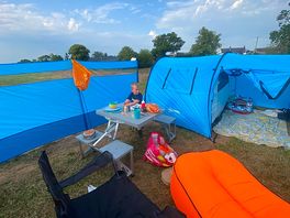 Our set up by the pond/lake