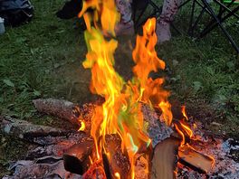 Our fire for the first night, using the magic flames to make it more colourful for the kids