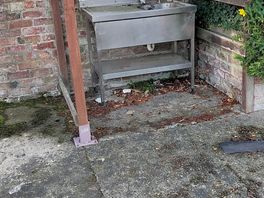 Pot washing area roof falling down