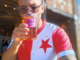 Having a beer outside the barn