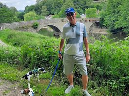 Ludlow forest walk with views of castle and quaint bridges over river wye.