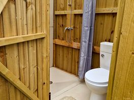 Clean toilets with bright solar lights at night
