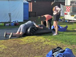 Our pitch. right next to the marquee, portaloos, bar and arcade and close to other tourers' pitches