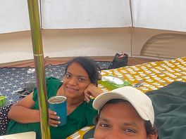 Inside the tent