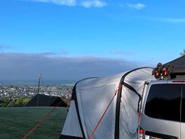 The evening view from our camper van.