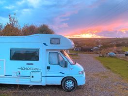 Our van with a beautiful sunset