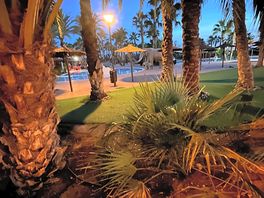 One of the pools at night