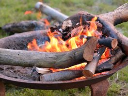 Fire in house made fire pit