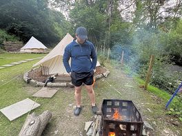 Relaxing by the fire