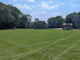View from the bottom of our pitch, plenty of space around the play area.