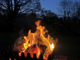 Evening darkness with camp fire