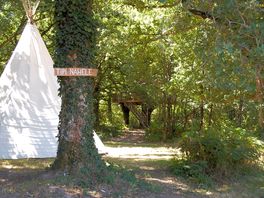 Tipi on a shady pitch