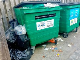Rubbish bins overflowing