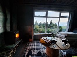 Indoor seating with stove
