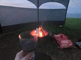 Wht better than a glass of vino & firepit