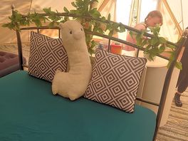 Inside tent
