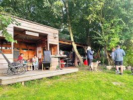 The communal eating area on the hill
