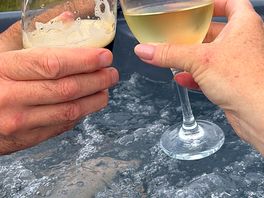 Cheers from the hot tub