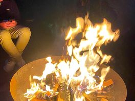 Fire pit inc. logs, kindling, firelighters are brought as a set for £12 from the owners.