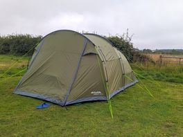 Our tent set up on a non electric hook up pitch